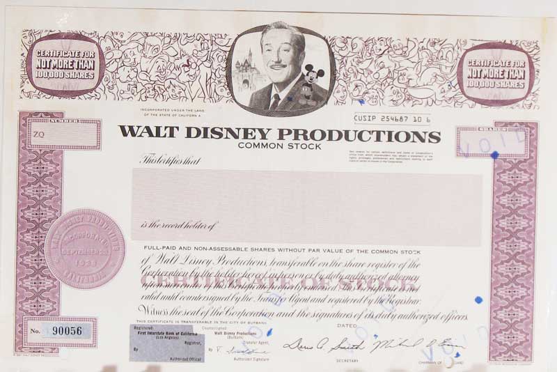 can i get a disney stock certificate