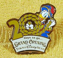 Tokyo DisneySea 20 Days to Go Donald Duck Pin