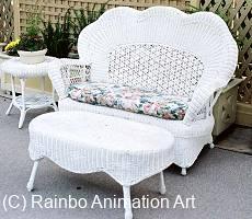 Wicker love seat in the patio