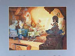 Pinocchio Gepetto's Workshop Lithograph image