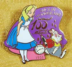 100 Years of Magic Alice with White Rabbit Pin