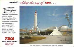TWA Disneyland Moonliner Postcard Details