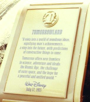 Tomorrowland Dedication Plaque